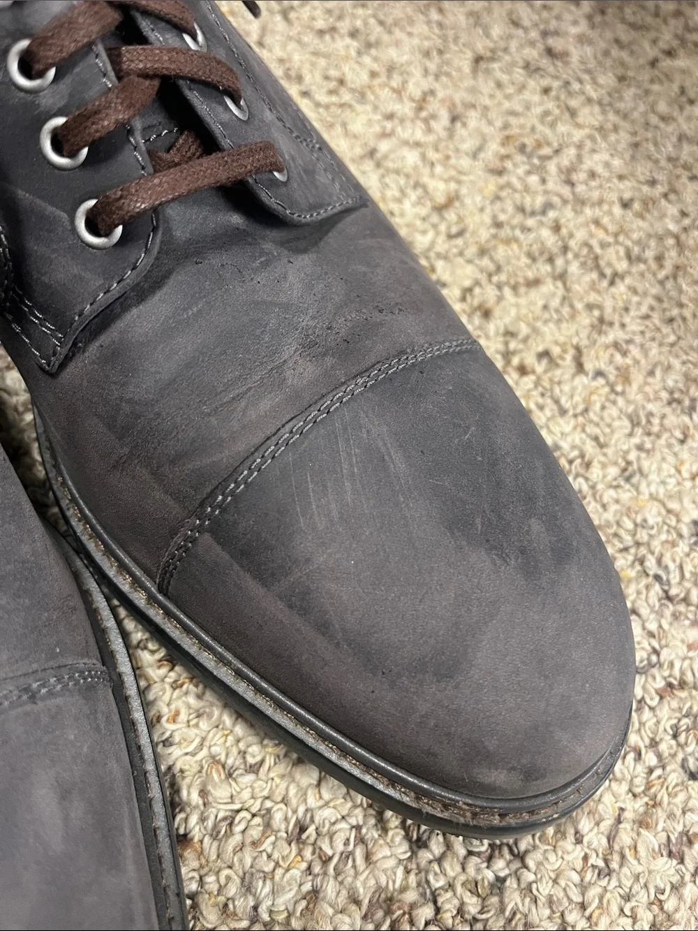 Cole Haan Men’s Stormcloud Suede Cap-Toe oxford Shoes with Brown Laces